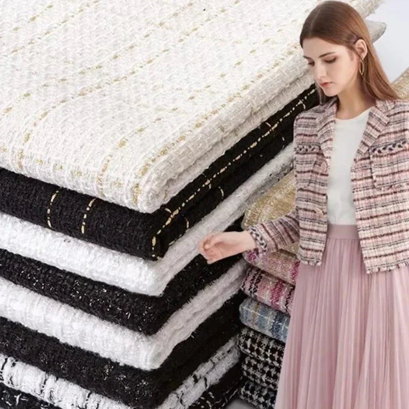 Sewing Tweed Fabric - 50cm Złoty Jedwab Mały Zapach Tkanina