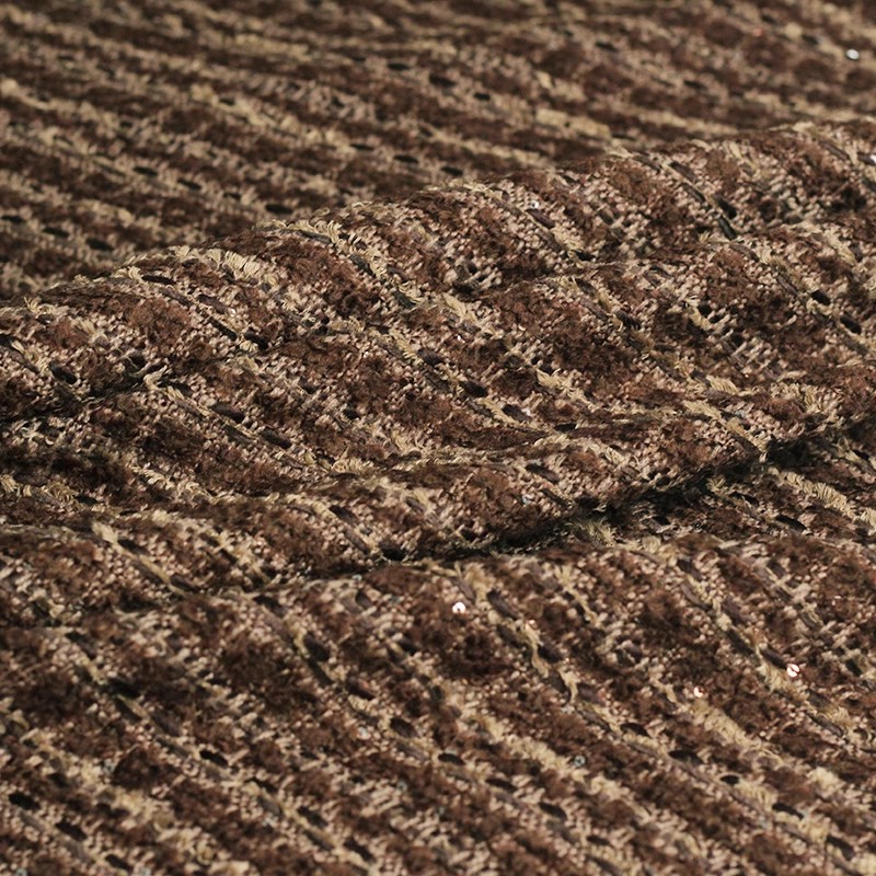 Sewing Tweed Fabric - Kawa Kolor Paski Wzór Cekinów Barwiona