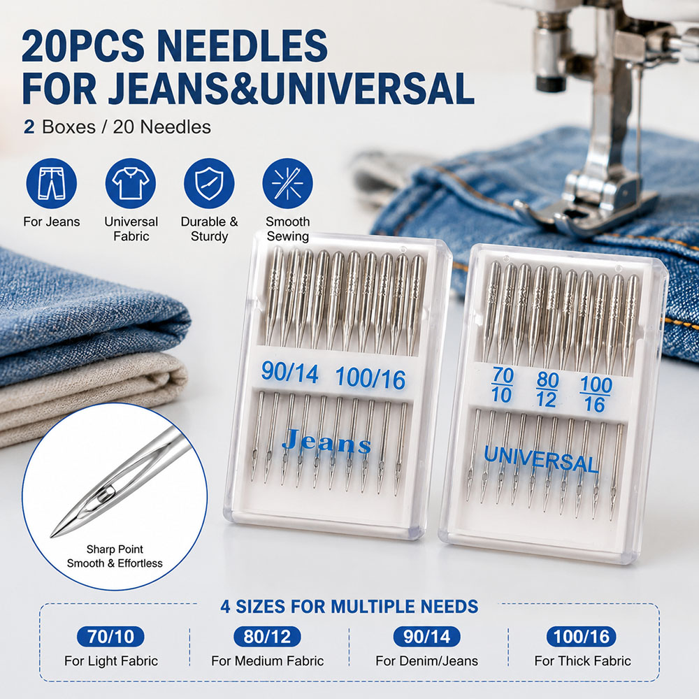 Twin Needle Stretch - Zestaw 20 sztuk igieł do maszyny