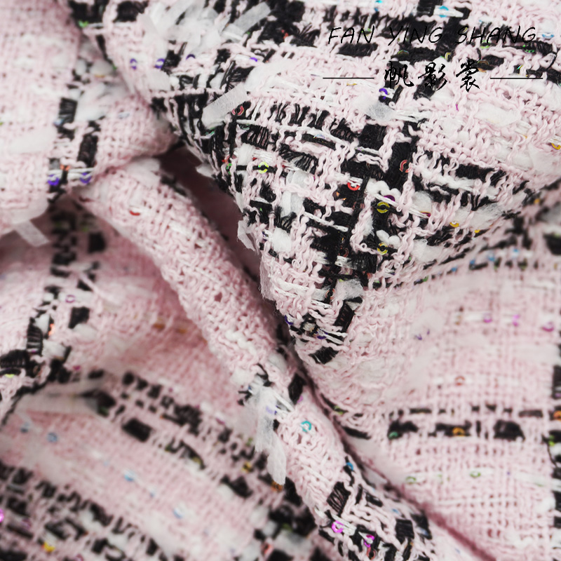 Różowa Klasyczna Duża Krata Ko – Sewing Tweed Fabric recenzja i cena